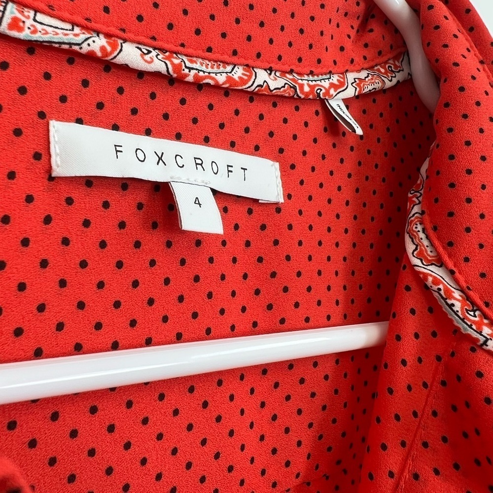 BOUTIQUE FOXCROFT red with fine polka dots blouse m - Picture 4 of 8